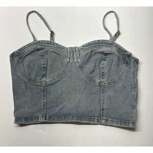 Charlotte Russe (Y2K‎ Brand) Denim Jean Crop Top (medium)